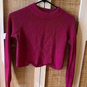 Wilfred pink scalloped edge rayon cropped sweater XS